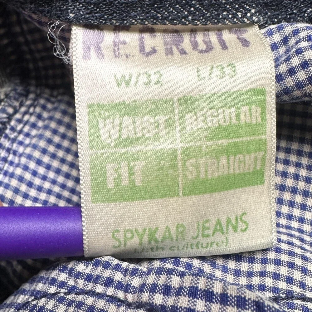 Spykar Jeans Mens 29x28 Blue Straight R Croft Distressed Leather Trim W32 L33